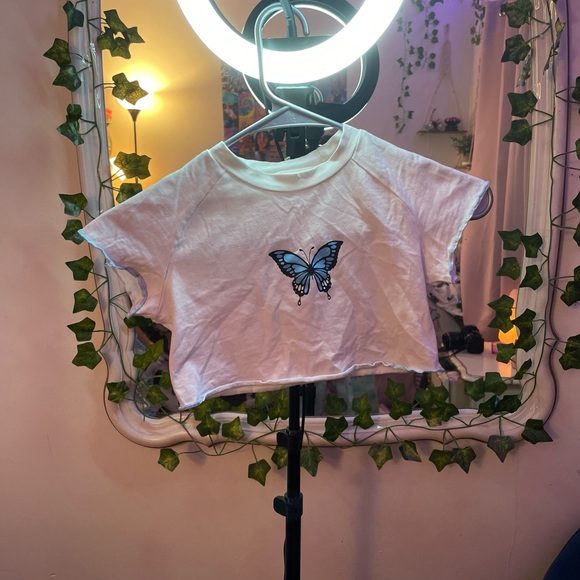 Girls Butterfly Crop Top - Picture 1 of 2